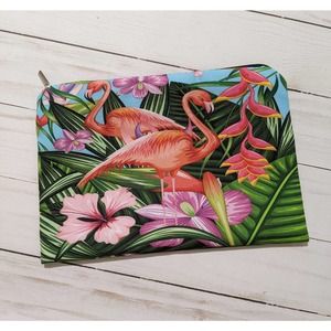 4/$20 New pink flamingo hibiscus flower floral cosmetic wallet organizer pouch